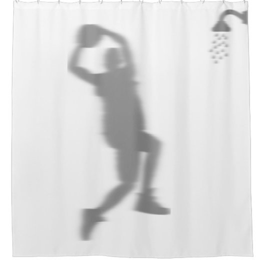 バスケットボールプレイヤーシルエットシャドウ（背後） シャワーカーテン (正面)