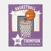 バスケットボールプレイヤー名スクールおよびジャージー番号 フリースブランケット (正面)