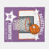 バスケットボールプレイヤー名スクールおよびジャージー番号 フリースブランケット (正面(横))