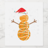 バスケットボールプレイヤー雪だるまサンタバケットボールライト ワインラベル (シングルラベル)