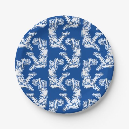 バスケットボールプレイヤーDoing Slam Dunk Lightデザイン ペーパープレート (正面)