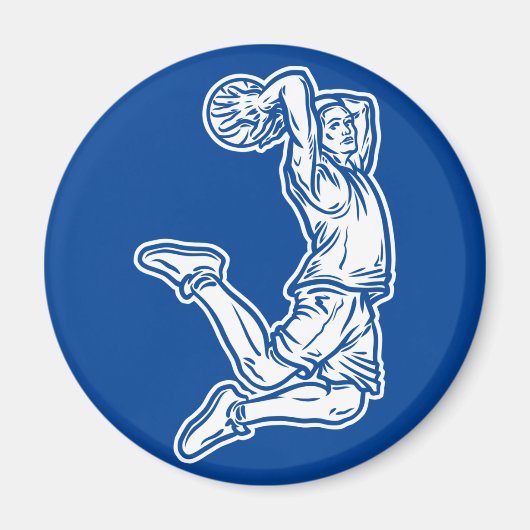 バスケットボールプレイヤーDoing Slam Dunk Lightデザイン マグネット (正面)