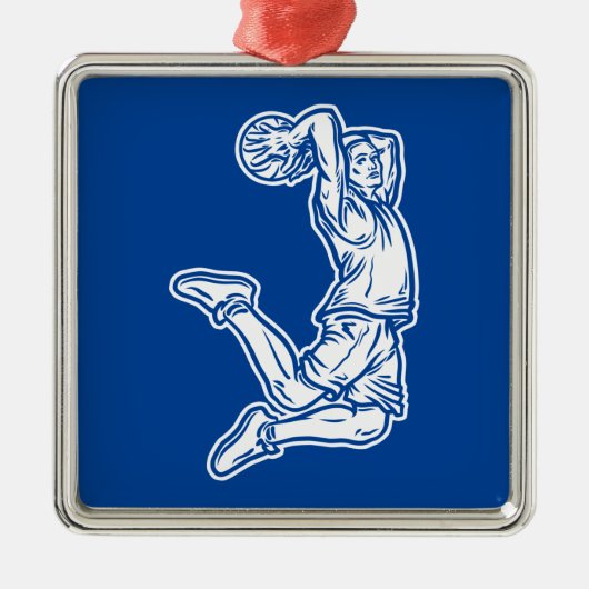 バスケットボールプレイヤーDoing Slam Dunk Lightデザイン メタルオーナメント (正面)