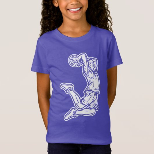 バスケットボールプレイヤーDoing Slam Dunk Lightデザイン Tシャツ (正面)