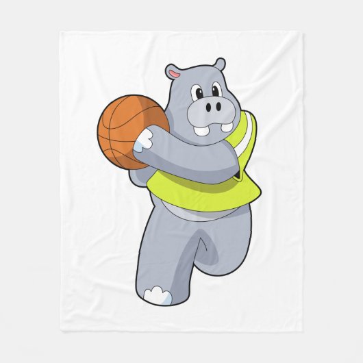 バスケットボールプレーヤーとしてのヒッポBasketball.PNG フリースブランケット (正面)