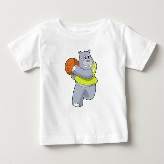 バスケットボールプレーヤーとしてのヒッポBasketball.PNG ベビーTシャツ (正面)