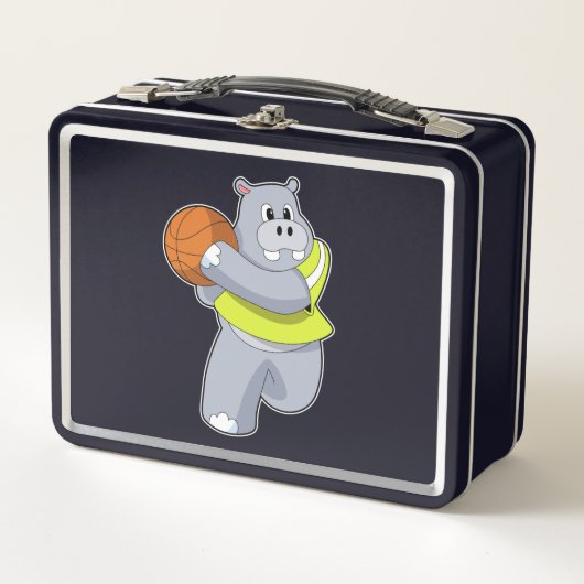 バスケットボールプレーヤーとしてのヒッポBasketball.PNG メタルランチボックス (正面)