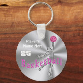バスケットボールプレーヤーのギフトアイディアNAMEおよびNUMBER キーホルダー (正面)