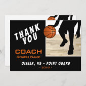 バスケットボールプレーヤーのシルエットカードありがとう サンキューカード (正面/裏面)