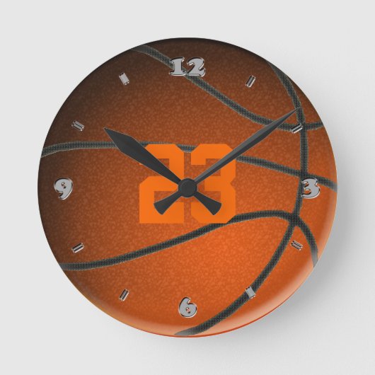 バスケットボールプレーヤーのナンバーラウンドクロック ラウンド壁時計 (正面)