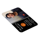 バスケットボールプレーヤーのフォトブラック |ホワイトの卒業 マグネット (右側)