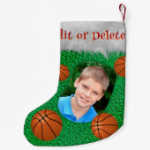 バスケットボールプレーヤーバスケットコーチフォトクール名 スモールクリスマスストッキング (裏面)