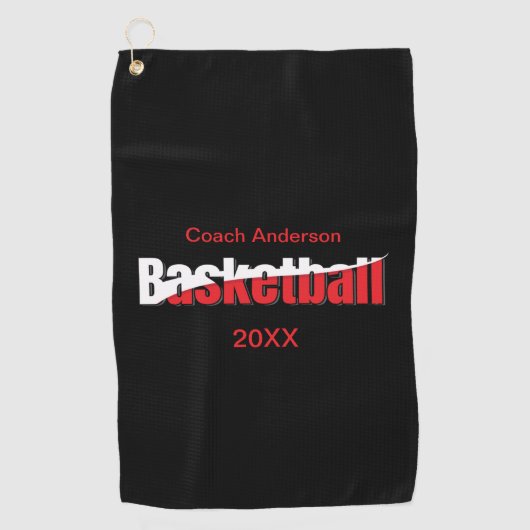 バスケットボールプレーヤー抽象芸術スウィッシュ – Word Art ゴルフタオル (正面)