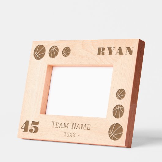 バスケットボールプレーヤー番号チーム名 レーザー彫刻フレーム (左)