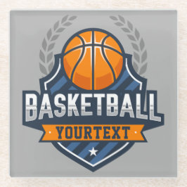 バスケットボールプレーヤーADD NAME大学スクールチーム ガラスコースター