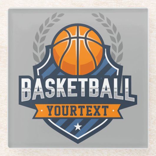 バスケットボールプレーヤーADD NAME大学スクールチーム ガラスコースター (正面)