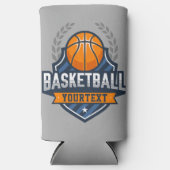 バスケットボールプレーヤーADD NAME大学スクールチーム スリム缶クーラー (正面)