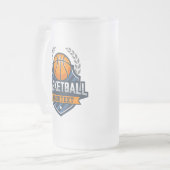 バスケットボールプレーヤーADD NAME大学スクールチーム フロストグラスビールジョッキ (正面左)
