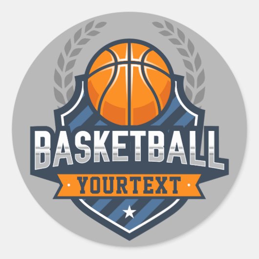 バスケットボールプレーヤーADD NAME大学スクールチーム ラウンドシール (正面)