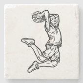バスケットボールプレーヤーDoing Slam Dunk Darkデザイン ストーンコースター (正面)