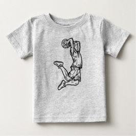 バスケットボールプレーヤーDoing Slam Dunk Darkデザイン ベビーTシャツ