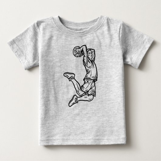 バスケットボールプレーヤーDoing Slam Dunk Darkデザイン ベビーTシャツ (正面)