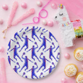 バスケットボールプレーヤーSlam Dunk，赤と青のデザイン ペーパープレート (パーティー)