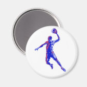 バスケットボールプレーヤーSlam Dunk,赤と青のデザイン マグネット (正面/裏面)