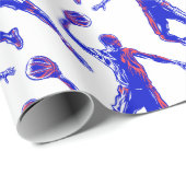 バスケットボールプレーヤーSlam Dunk，赤と青のデザイン ラッピングペーパー (ロールコーナー)