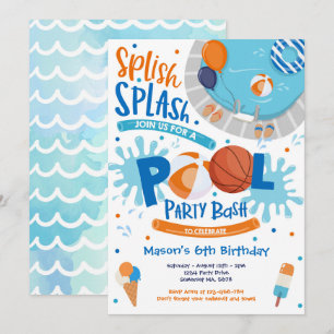 バスケットボールプールパーティースプライススプラッシュプール誕生日 招待状