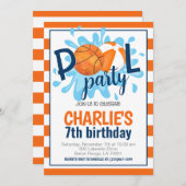 バスケットボールプールパーティー誕生日招待状 招待状 (正面/裏面)