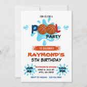 バスケットボールプールパーティー誕生日 招待状 (正面)