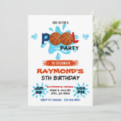 バスケットボールプールパーティー誕生日 招待状 (スタンド正面)