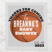 バスケットボールベビーシャワーパーティー ワインラベル (シングルラベル)