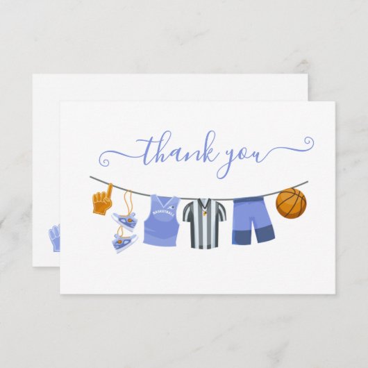 バスケットボールベビーシャワー物干し線ありがとう (正面/裏面)