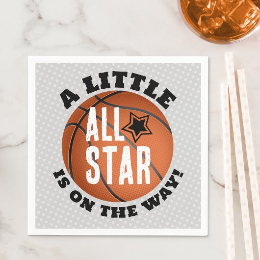 バスケットボールベビーシャワー紙 スタンダードカクテルナプキン