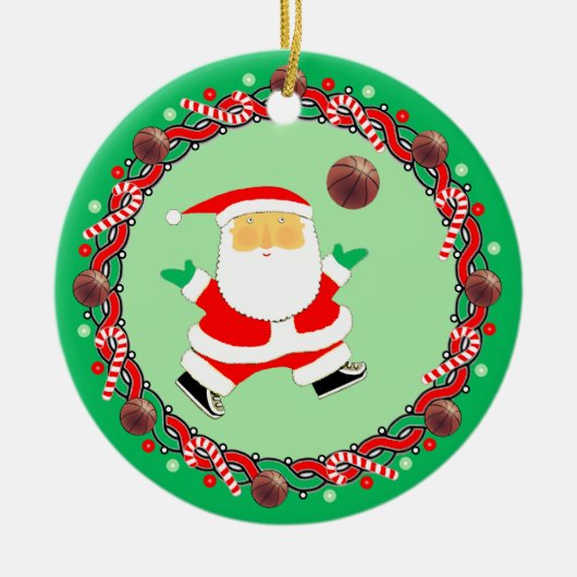 バスケットボールホリデーギフトセラミックオーナメント セラミックオーナメント (正面)