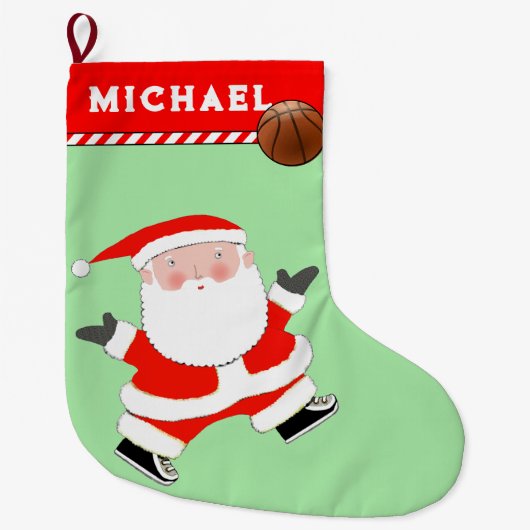 バスケットボールホリデーギフト ラージクリスマスストッキング (正面)