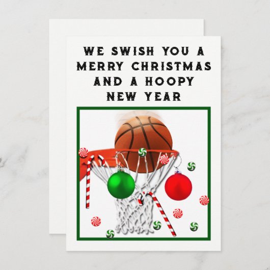 バスケットボールホリデークリスマスカード シーズンカード (正面/裏面)