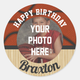 バスケットボールボーイズ誕生会の写真シール ラウンドシール