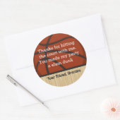 バスケットボールボーイズ誕生日パーティーサンキューユユーメッセージカード ラウンドシール (封筒)