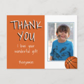 バスケットボールボーイフォトサンキュー誕生日 ポストカード (正面)