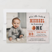 バスケットボールボーイフォト1st誕生日パーティー 招待状 (正面)