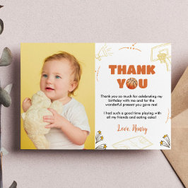 バスケットボールボーイ誕生日写真サンキューカード サンキューカード