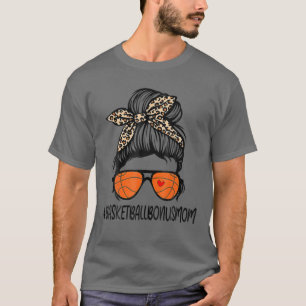 バスケットボールボーナスマムライフレオパード乱雑Bun母 Tシャツ