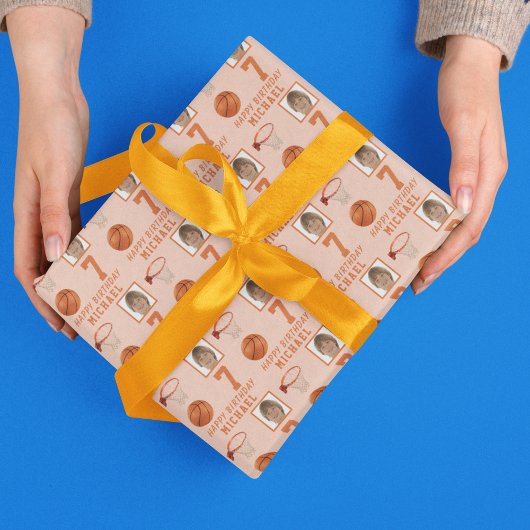 バスケットボールボールハッピーバースデー写真 ラッピングペーパー