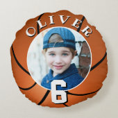 バスケットボールボール子供の誕生日時代写真 ラウンドクッション (裏面)