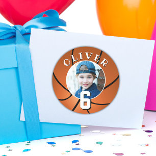 バスケットボールボール子供の誕生日時代写真 ラウンドシール