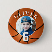 バスケットボールボール子供の誕生日時代写真 缶バッジ (正面)