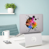 バスケットボールボール落書きシルエット シール (デスク上のノートパソコン)